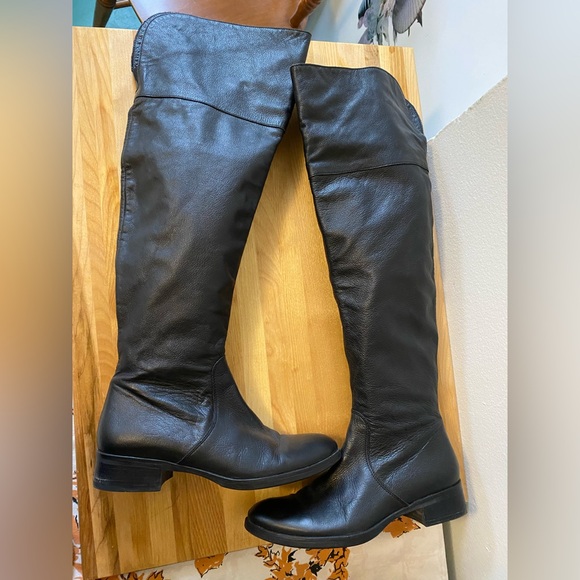 Black Over-the-Knee Women's Leather Boots - Picture 7 of 11